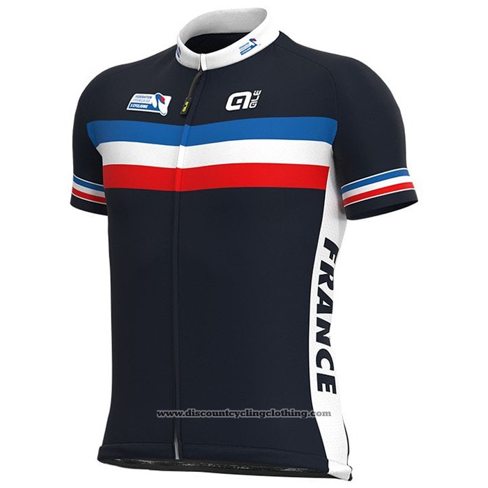 2021 Cycling Jersey France Dark Blue Short Sleeve And Bib Short